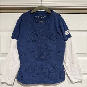 Vintage Disneyland Paris Mickey Mouse Navy and White Long Sleeve Tee